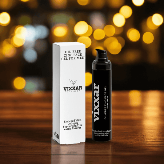 Vixxar Oil-Free Zinc Face Gel for Men with Collagen Support, Lightweight Hydration & Shine Control, Ideal for Sensitive Skin