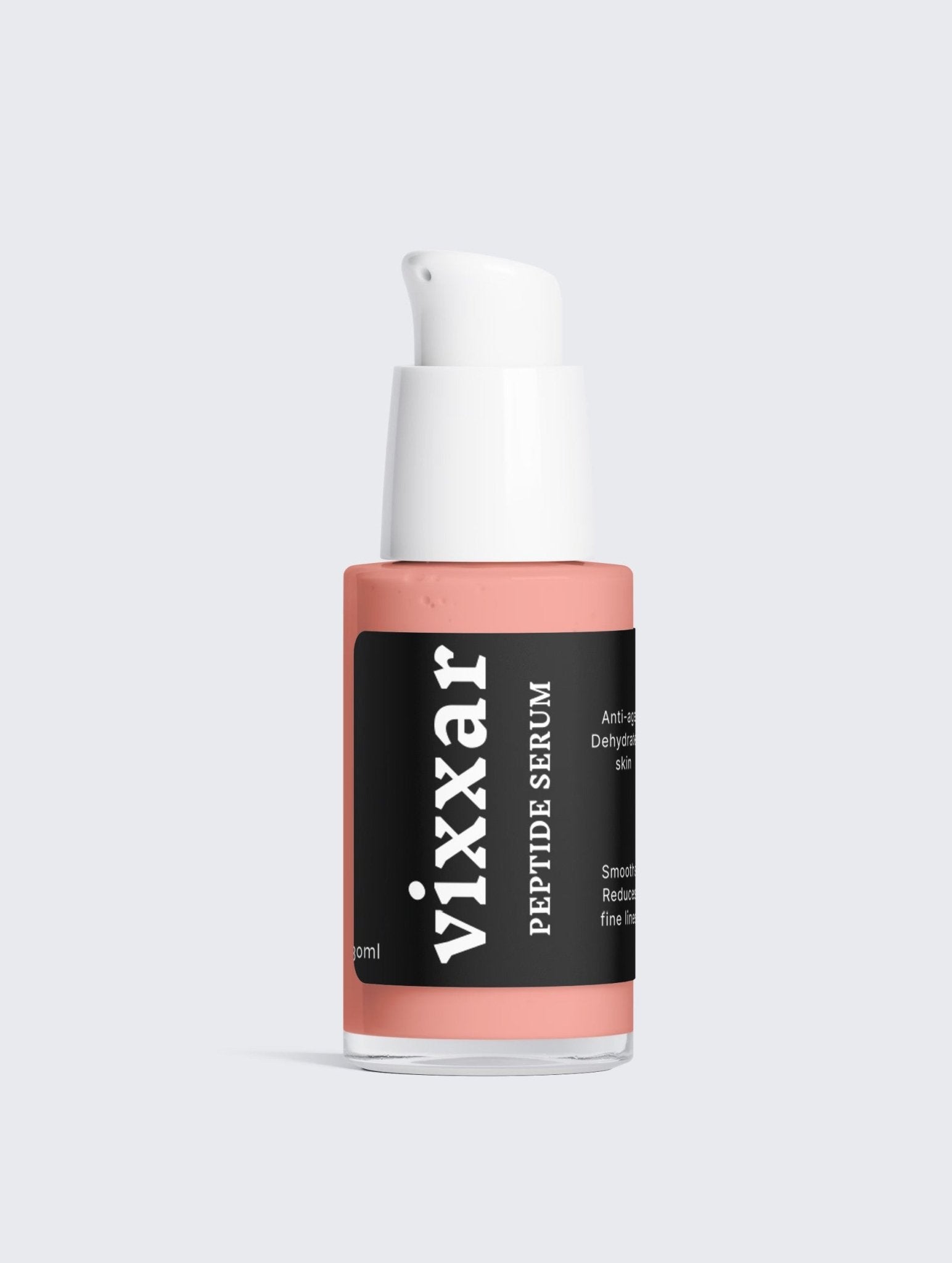 Vixxar anti-aging serum trio texture close-up – lightweight, fast-absorbing peptide, bakuchiol and collagen serums for all skin types