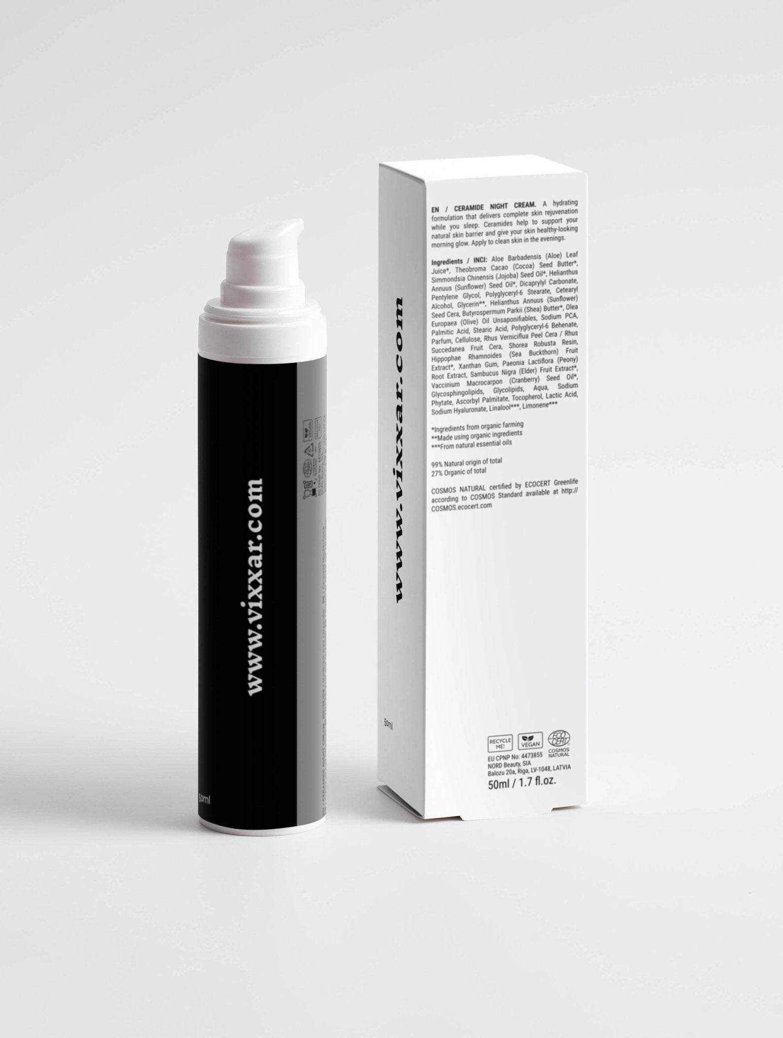 Ceramide Hydrating Night Cream 50ml - Vixxar Cosmetiques