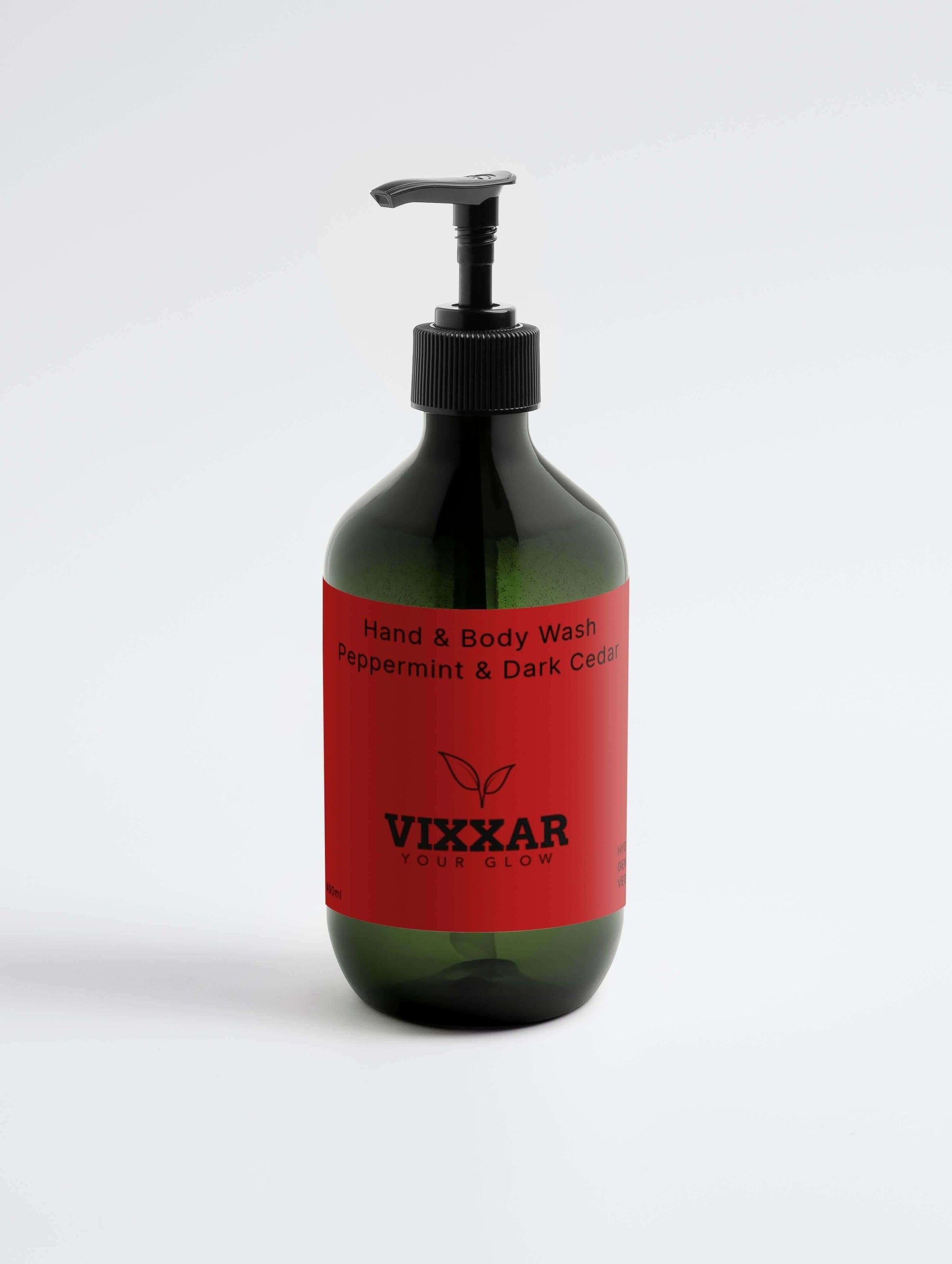Hand & Body Wash – Peppermint & Dark Cedar 490ml | Vegan Luxury Cleanser - Vixxar Cosmetiques