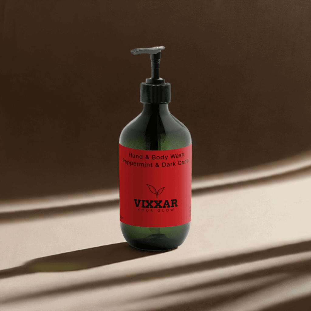 Hand & Body Wash – Peppermint & Dark Cedar 490ml | Vegan Luxury Cleanser - Vixxar Cosmetiques