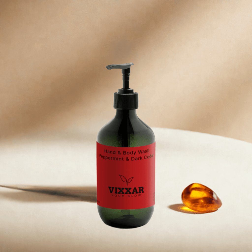 Hand & Body Wash – Peppermint & Dark Cedar 490ml | Vegan Luxury Cleanser - Vixxar Cosmetiques