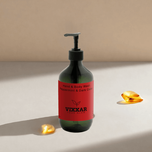 Hand & Body Wash – Peppermint & Dark Cedar 490ml | Vegan Luxury Cleanser - Vixxar Cosmetiques