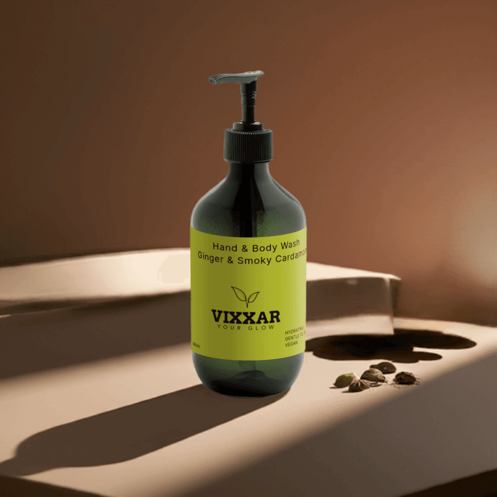 Ginger & Smoky Cardamom Hand and Body Wash 490ml – Hydrating, Aromatic Cleanser for All Skin Types - Vixxar Cosmetiques