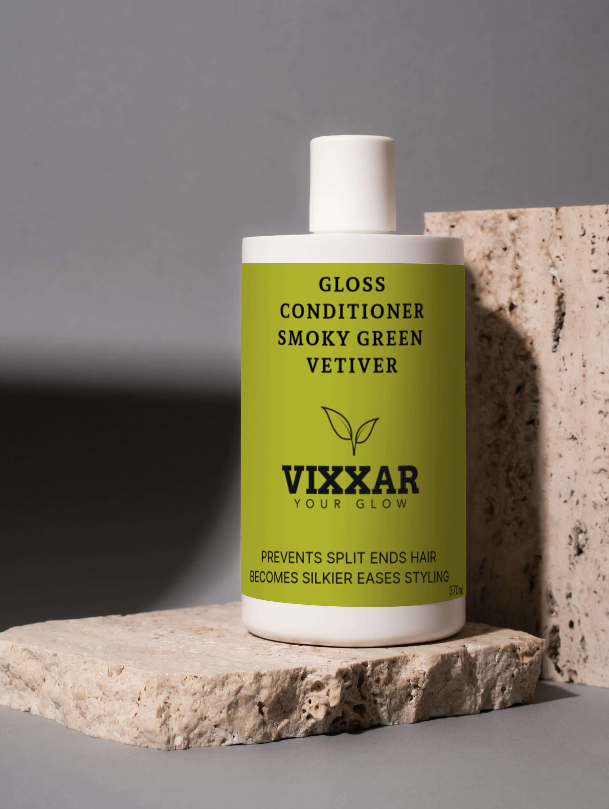 Gloss Conditioner with Smoky Green Vetiver – Nourish, Smooth & Prevent Split Ends (370ml) - Vixxar Cosmetiques