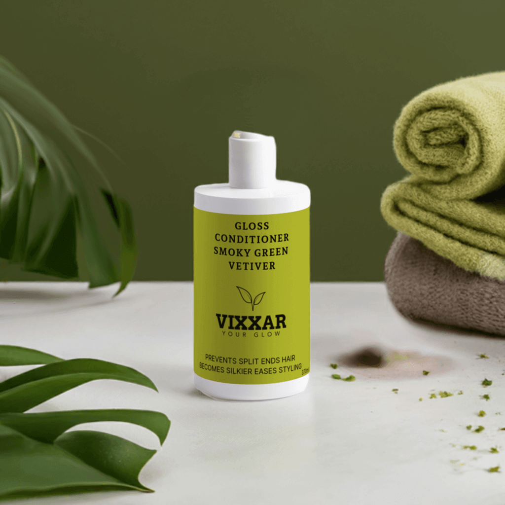 Gloss Conditioner with Smoky Green Vetiver – Nourish, Smooth & Prevent Split Ends (370ml) - Vixxar Cosmetiques