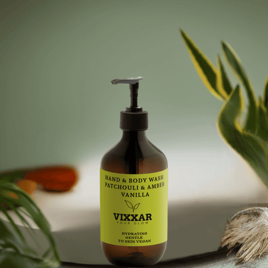 Hand & Body Wash, Patchouli & Amber Vanilla – 490ml | Vegan, Hydrating & Aromatic Cleanser - Vixxar Cosmetiques