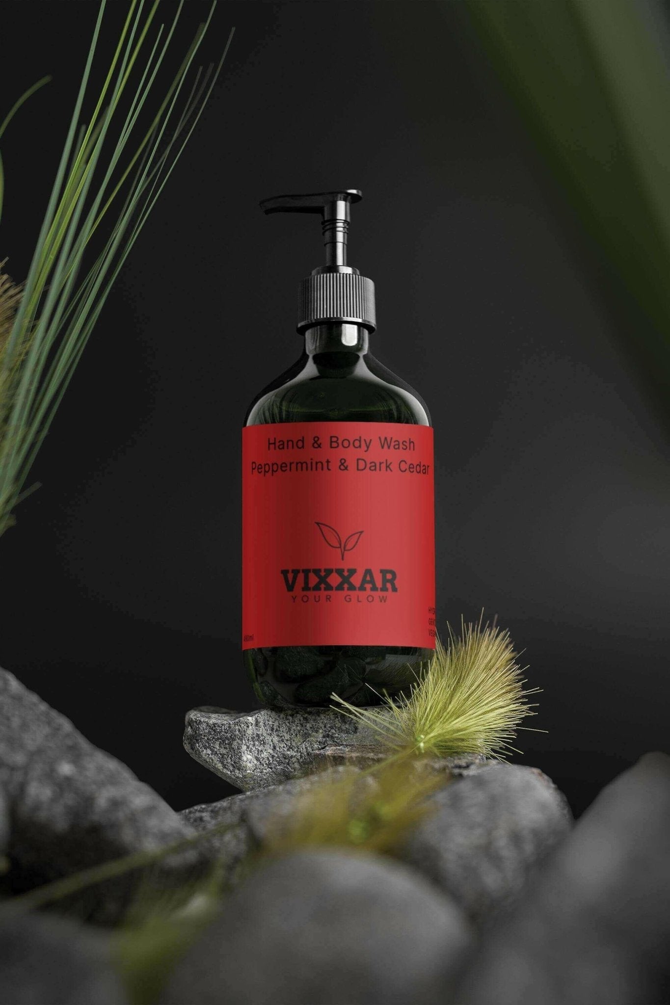Hand & Body Wash – Peppermint & Dark Cedar 490ml | Vegan Luxury Cleanser - Vixxar Cosmetiques