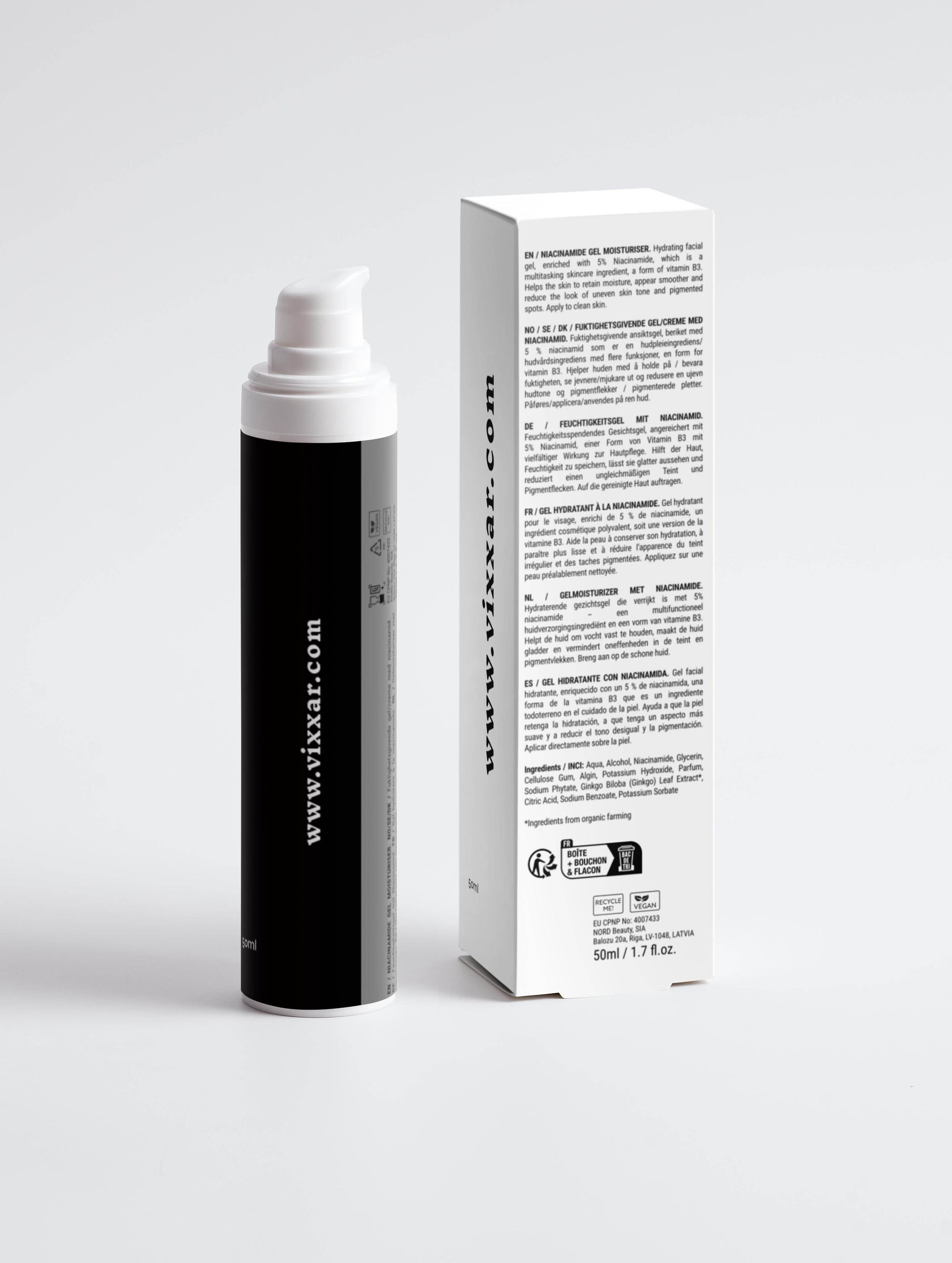 Niacinamide Gel Moisturiser 50ml – Hydrate, Brighten & Even Skin Tone Naturally - Vixxar Cosmetiques
