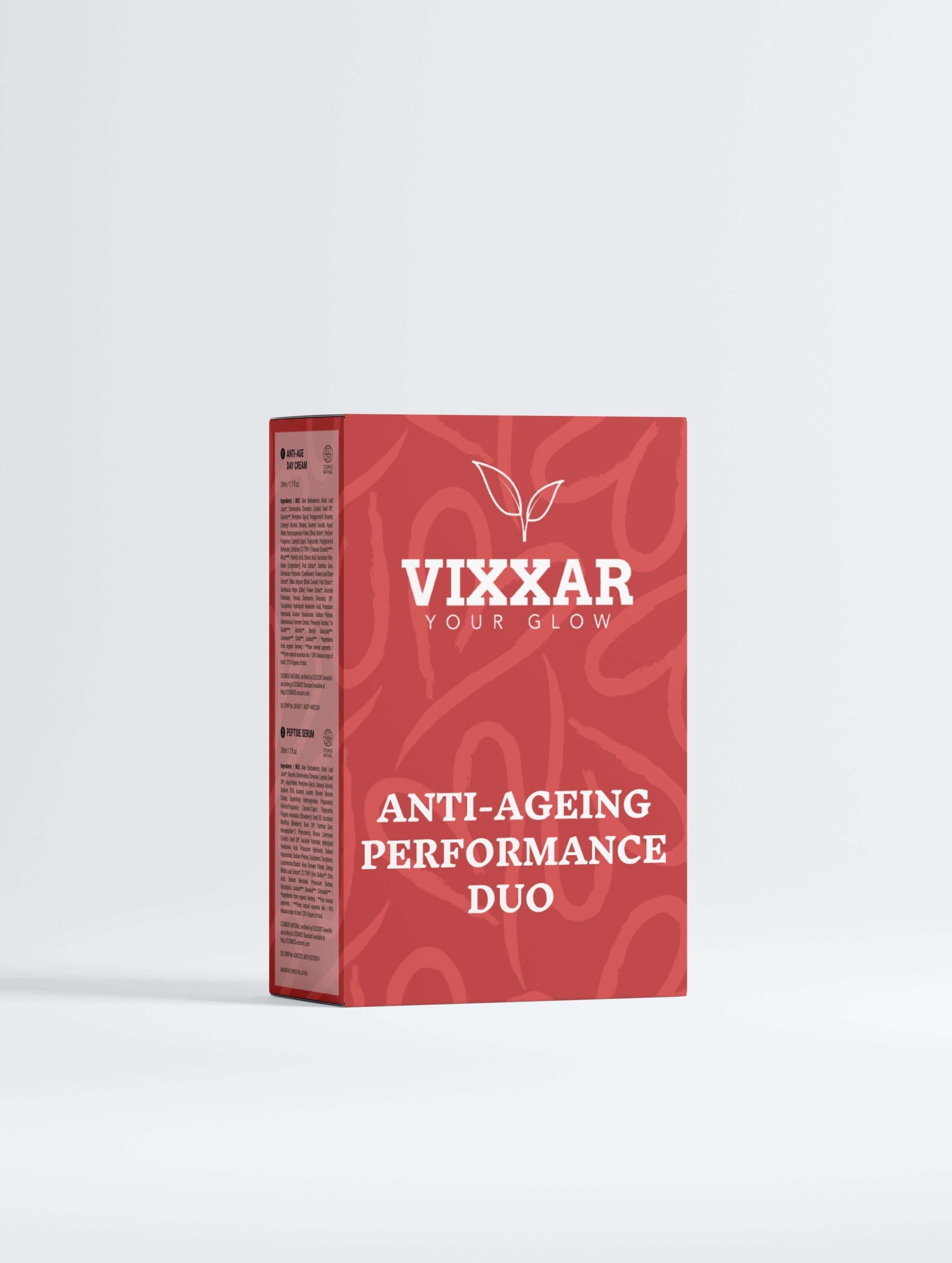 Vixxar Anti-Ageing Performance Duo Peptide Serum & Firming Day Cream Set box packaging