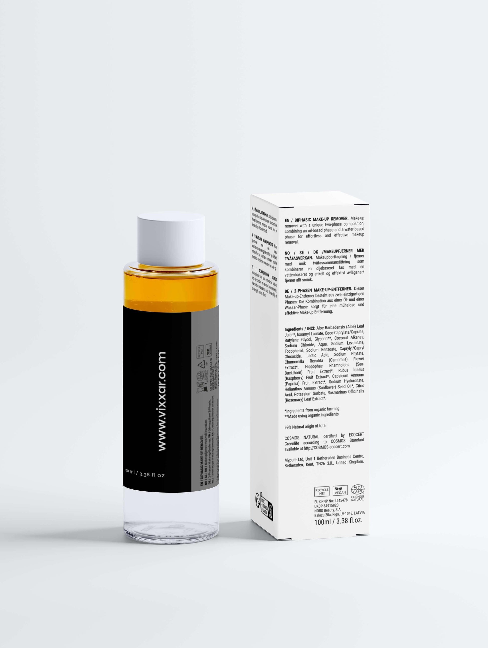 Vixxar BiPhasic Make-Up Remover 100ml for Waterproof Makeup and Sensitive Skin, Effortlessly Removes Makeup, Dual-Phase Formula