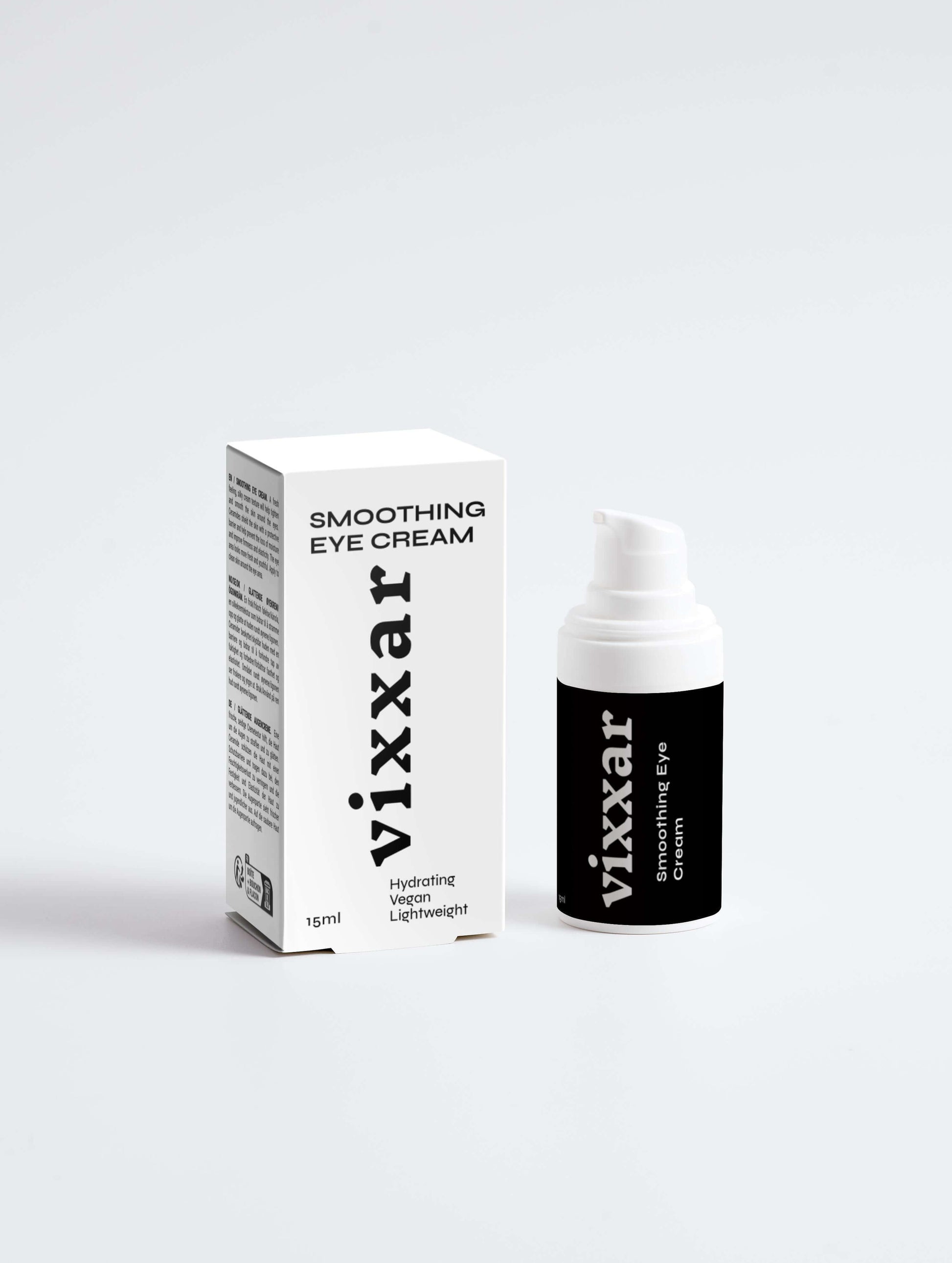 Vegan Smoothing Eye Cream next to its box packaging, part of the Collagen Night Routine Collection, anti-aging and fragrance-free.