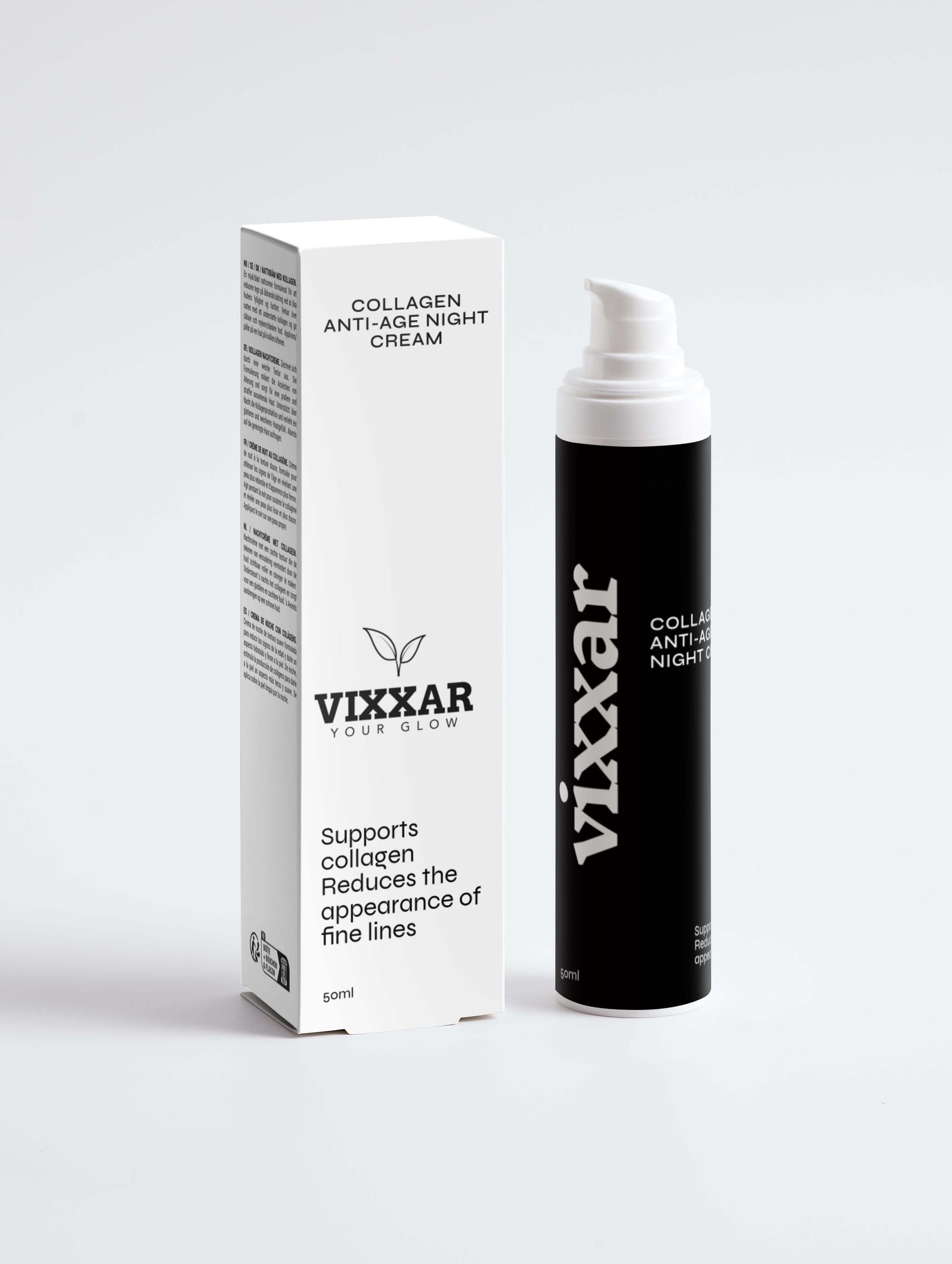 Vegan collagen anti-age night cream for reducing fine lines - Vixxar