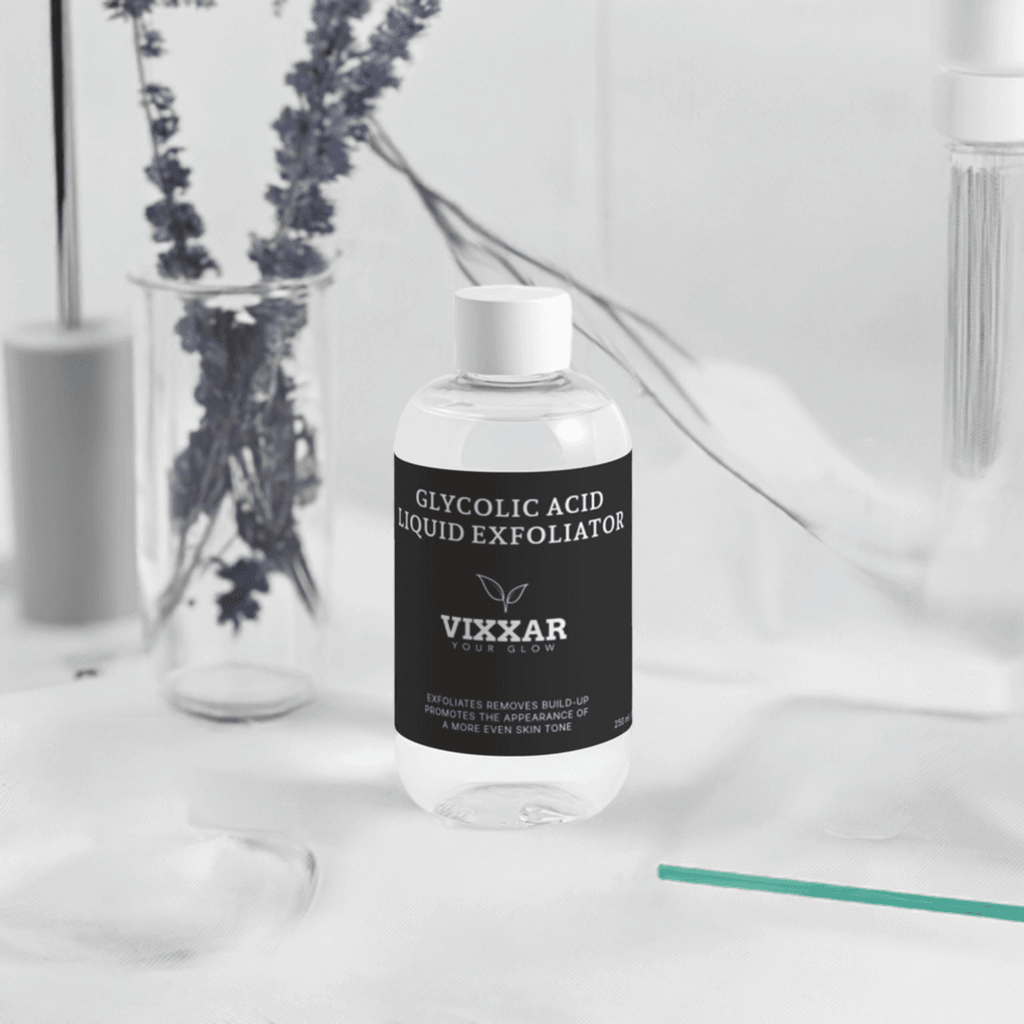 Vixxar Glycolic Acid Liquid Exfoliator 250ml - Vegan Cleanser for Radiant, Smooth Skin with AHA and Hydrating Benefits.