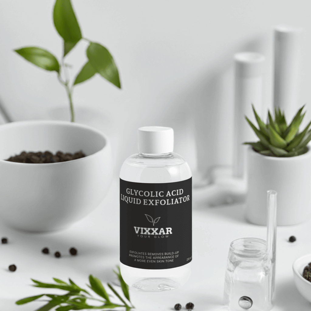 Glycolic Acid Liquid Exfoliator 250ml by Vixxar - Vegan Cleanser, Hydrating Skincare, Anti-Aging AHA Peel for Radiant Skin