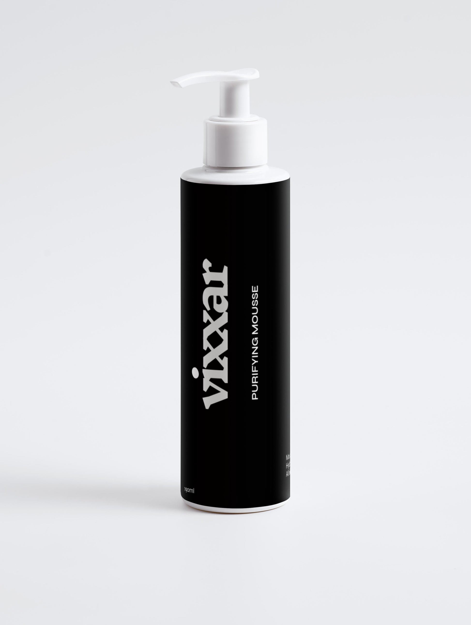 Vixxar Purifying Mousse bottle, vegan cleanser for hydrating skincare, part of Rejuvenating Glow Collection.