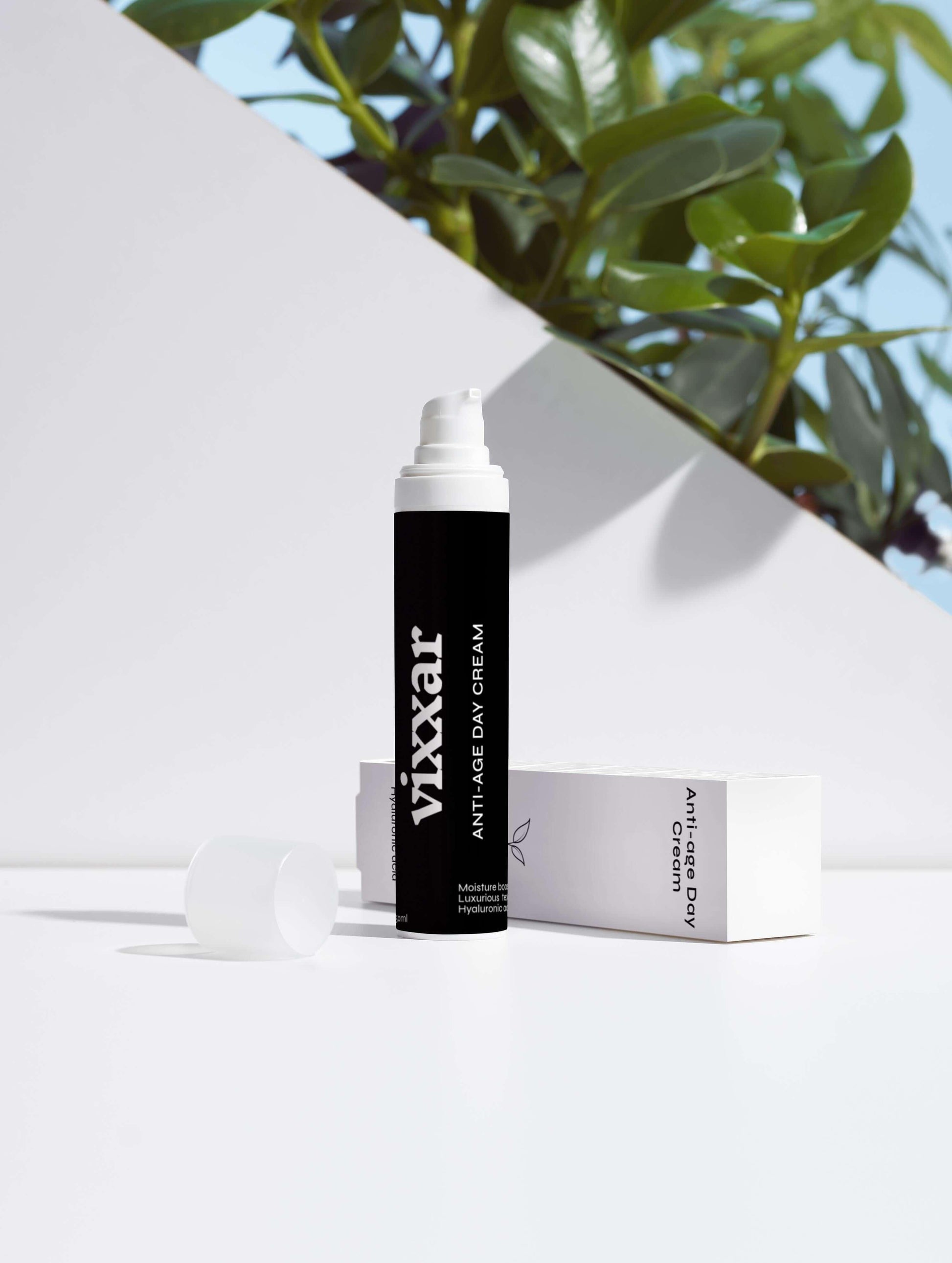 Vixxar Anti-Age Day Cream bottle with packaging, part of Age-Defying Trio Collection for anti-aging skincare.