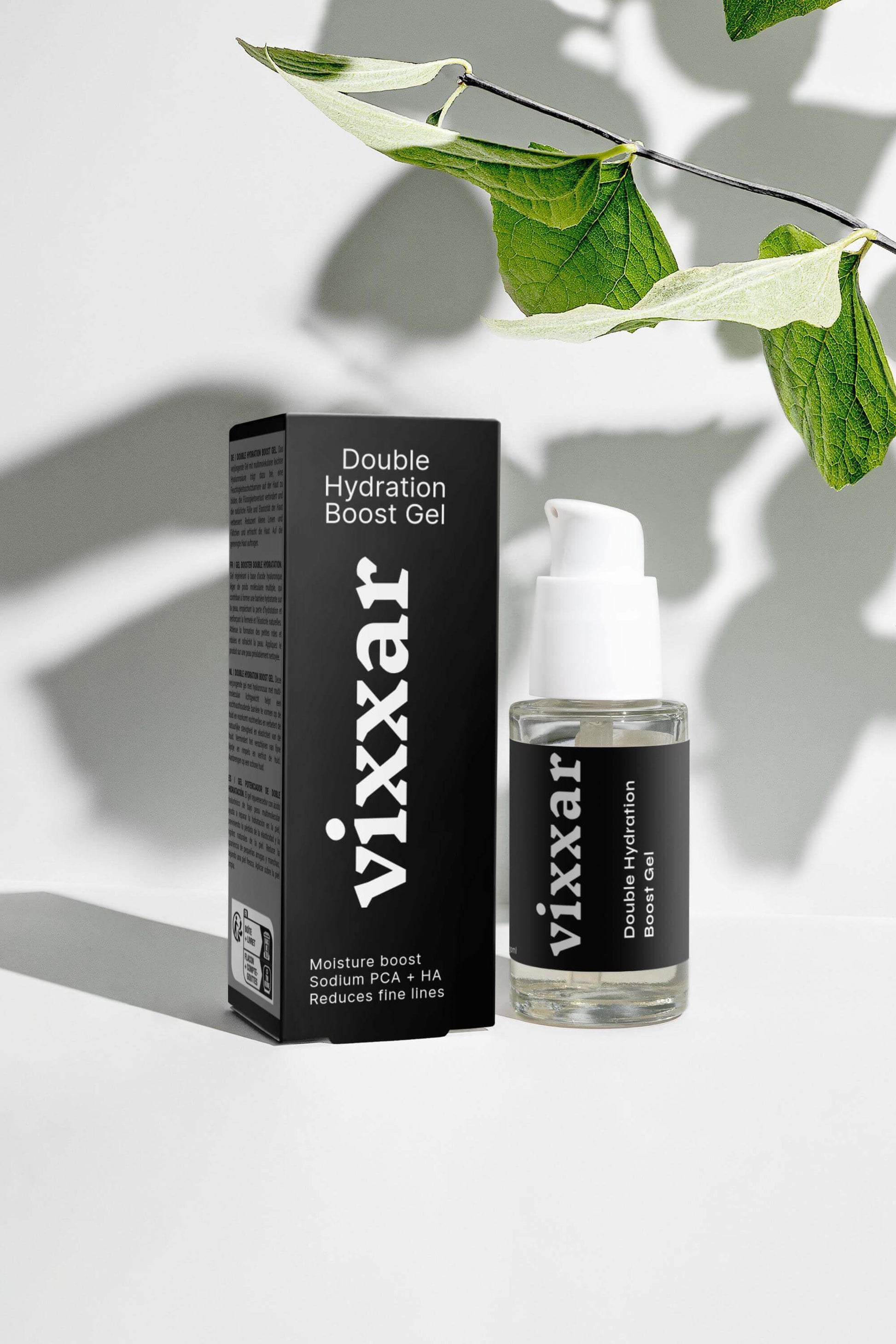 Vixxar Double Hydration Boost Gel with box, featuring hydrating skincare benefits and moisture-boosting properties.