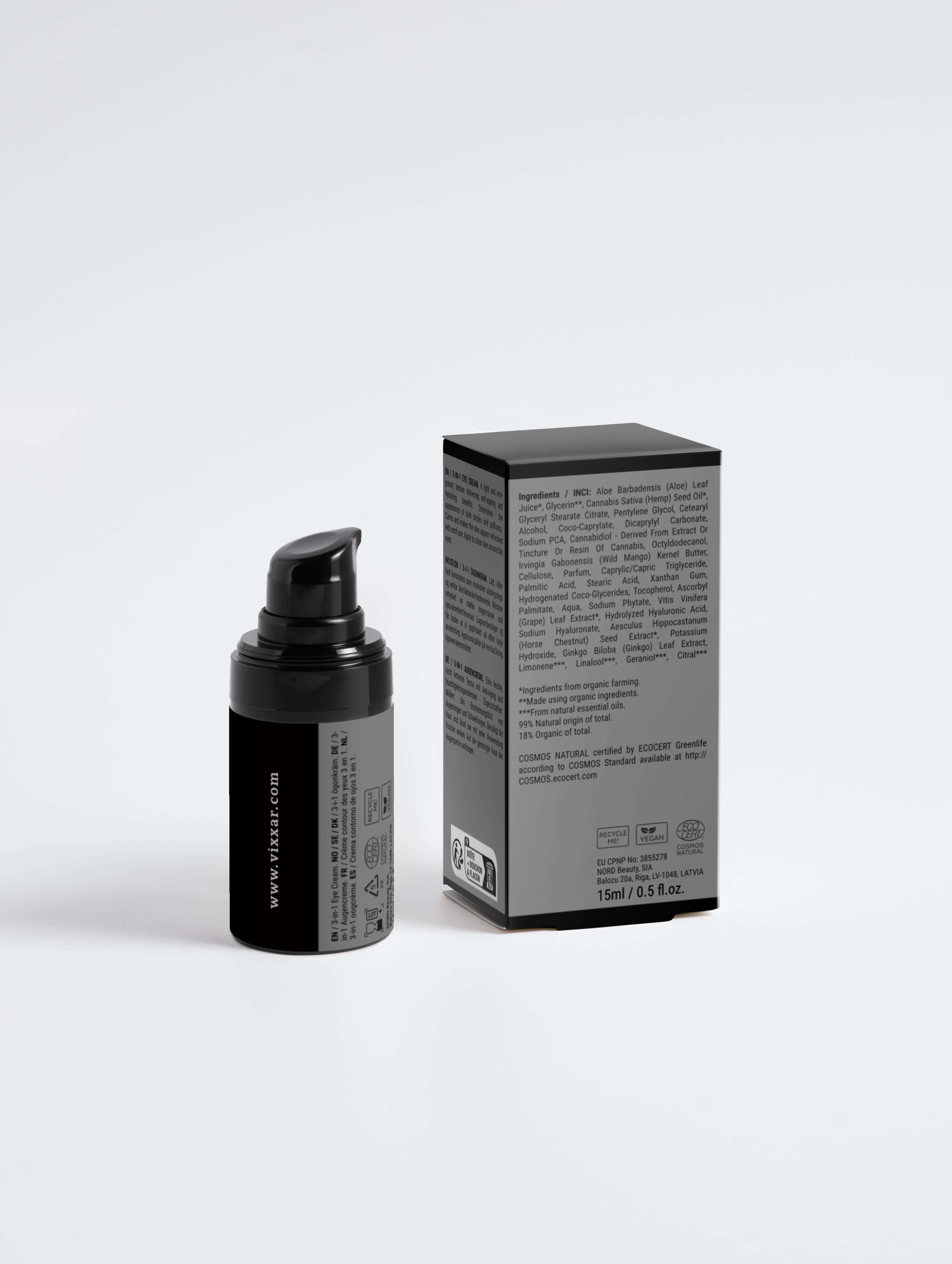 Smoothing Eye Cream 15ml bottle and box, designed to brighten, hydrate, and reduce puffiness for radiant, youthful eyes.
