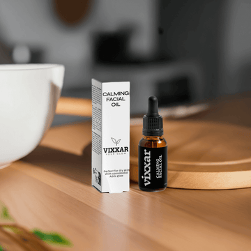 Calming Facial Oil 20ml – Organic Glow-Boosting Oil for Dry & Mature Skin - Vixxar Cosmetiques