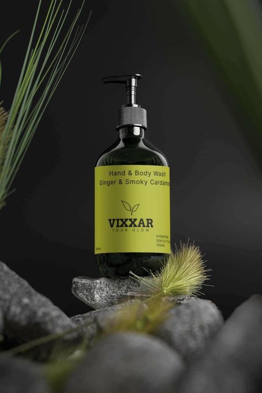 Ginger & Smoky Cardamom Hand and Body Wash 490ml – Hydrating, Aromatic Cleanser for All Skin Types - Vixxar Cosmetiques
