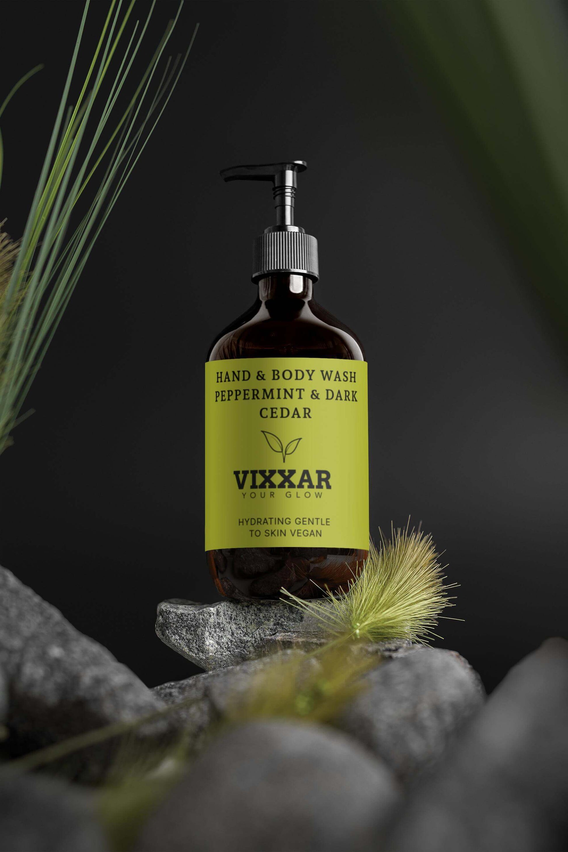 Peppermint & Dark Cedar Hand & Body Wash â Hydrating Vegan Cleanser (490ml) - Vixxar Cosmetiques