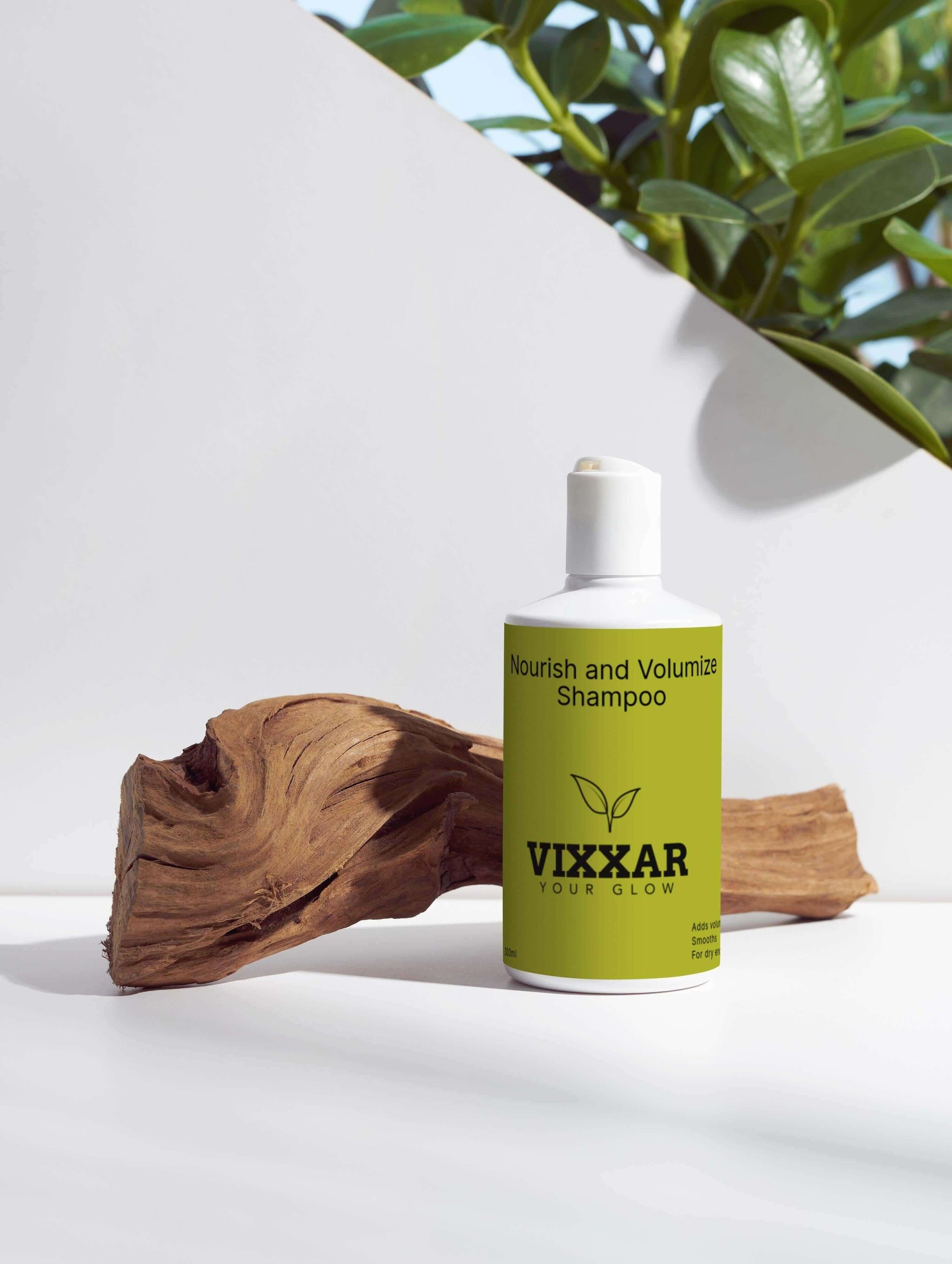 Nourish & Volumize Shampoo 300ml bottle, ideal for strengthening and hydrating hair with plant-based ingredients for added volume and shine.