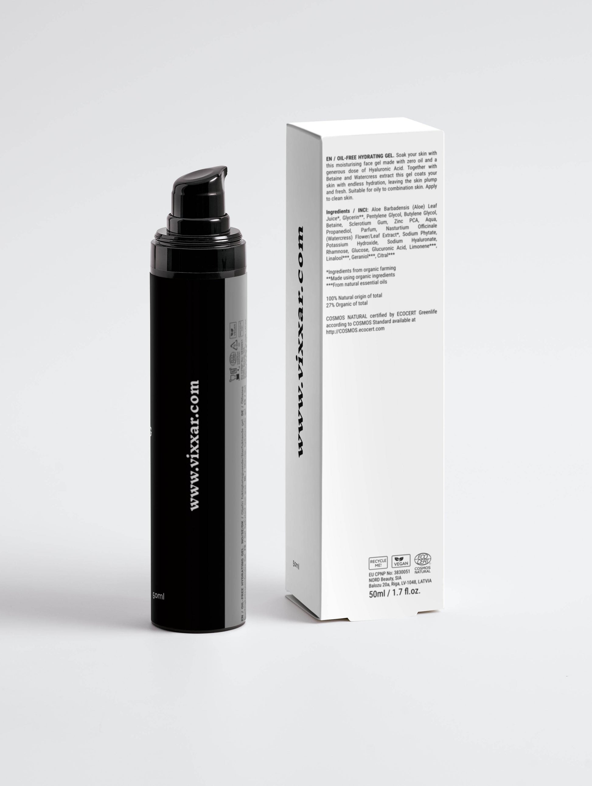 Oil-Free Hydrating Gel 50ml – Lightweight Moisture for Oily & Acne-Prone Skin - Vixxar Cosmetiques