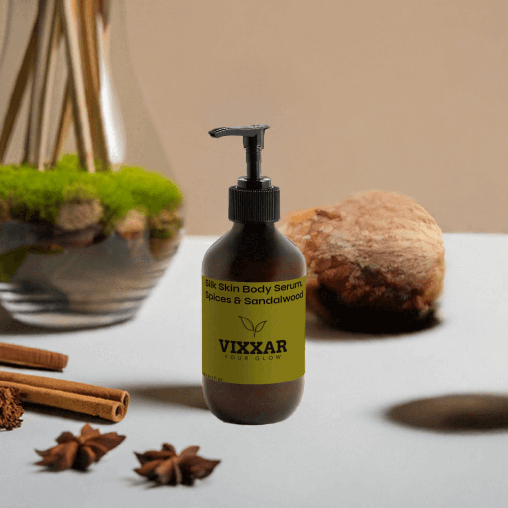 Silk Skin Body Serum – Spices & Sandalwood | Deep Hydration for All Skin Types (270ml) - Vixxar Cosmetiques