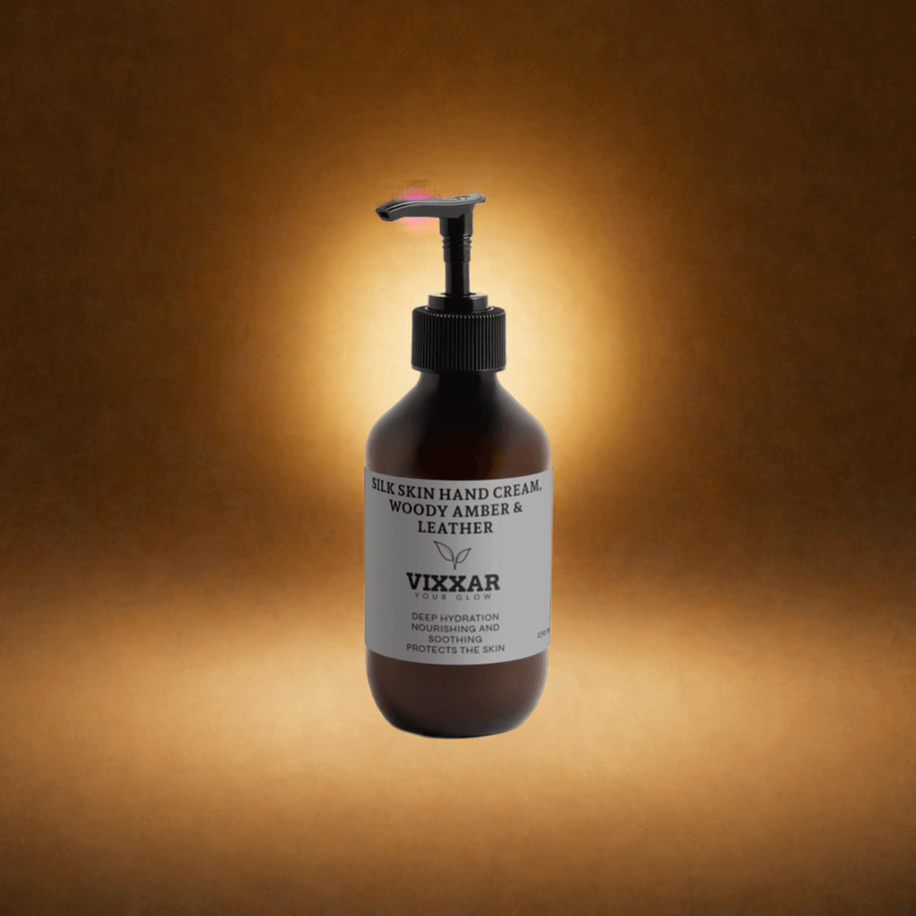 Silk Skin Hand Cream – Woody Amber & Leather | Deep Hydration, Non-Greasy - Vixxar Cosmetiques