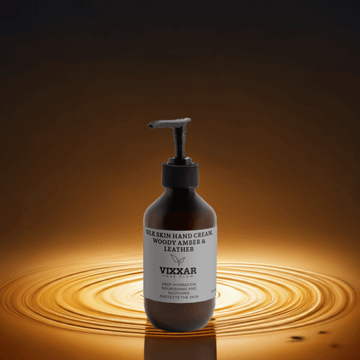 Silk Skin Hand Cream – Woody Amber & Leather | Deep Hydration, Non-Greasy - Vixxar Cosmetiques