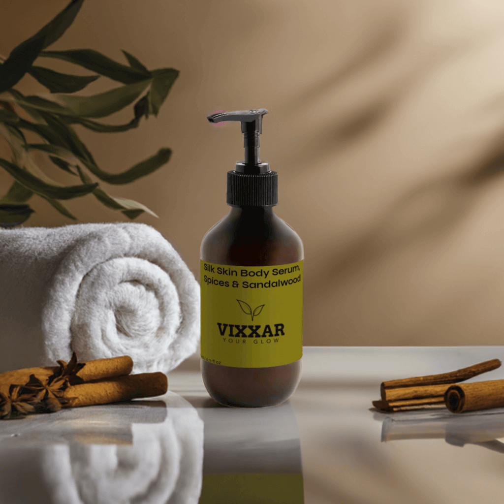 Silk Skin Body Serum – Spices & Sandalwood | Deep Hydration for All Skin Types (270ml) - Vixxar Natural Skincare