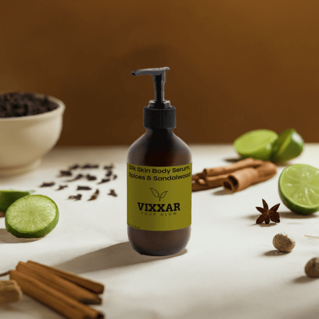 Silk Skin Body Serum – Spices & Sandalwood | Deep Hydration for All Skin Types (270ml) - Vixxar Natural Skincare