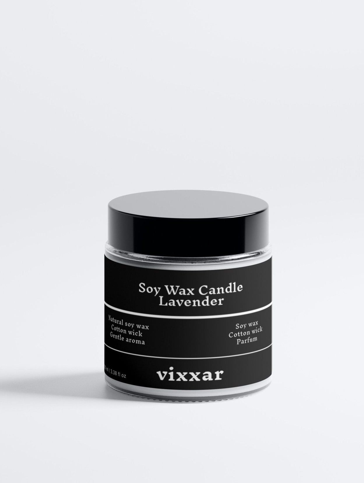 Soy Wax Candle, Lavender - Hand - Poured, Natural Cotton Wick, Clean Burn - Vixxar Natural Skincare Candle
