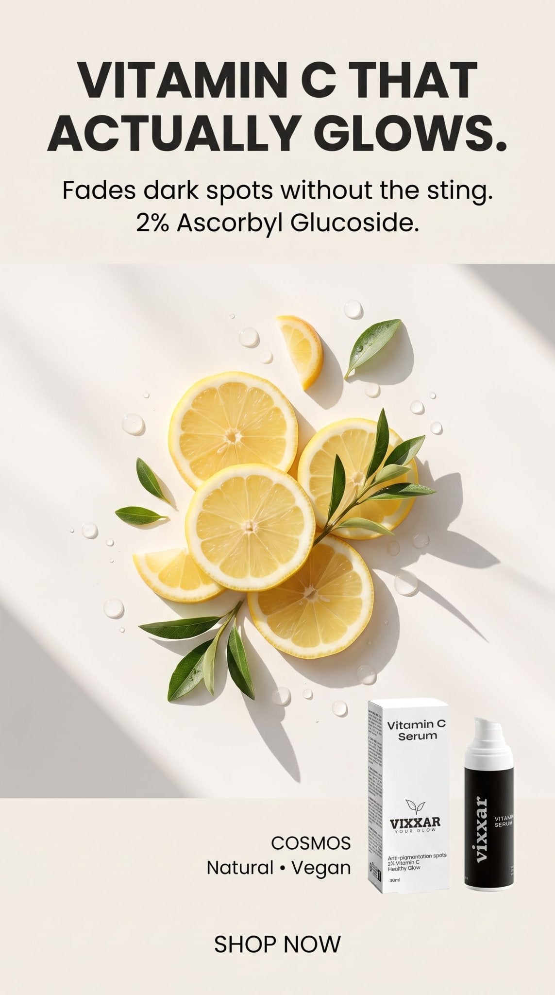 Siero alla Vitamina C 30ml – 2% Ascorbil Glucoside, Acido Ferulico e Rosa Canina | Vixxar