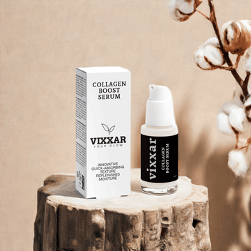 "Collagen Boost Serum bottle for firm, glowing skin in a 2025 natural skincare routine"