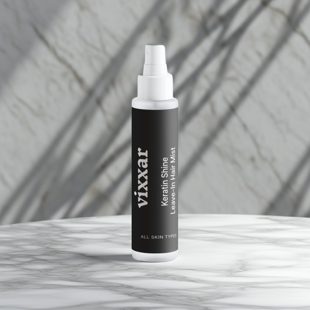 Leave-in hair mist with keratin by Vixxar adds instant shine and protects against heat damage