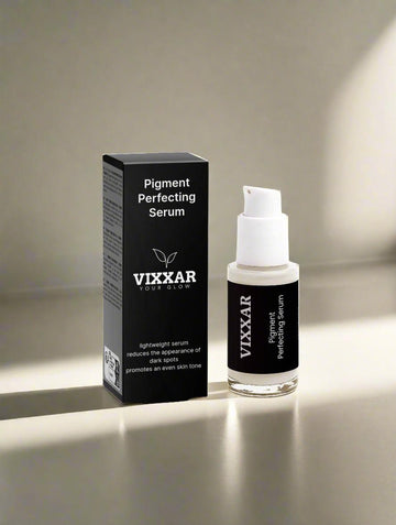 Pigment Perfecting Serum 30ml by Vixxar for brightening uneven skin tone, featuring peptides for sensitive skin and hydration.