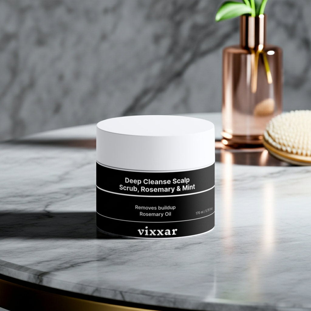 Vixxar Deep Cleanse Scalp Scrub 170ml with rosemary and mint for fresh, clean, healthy scalp