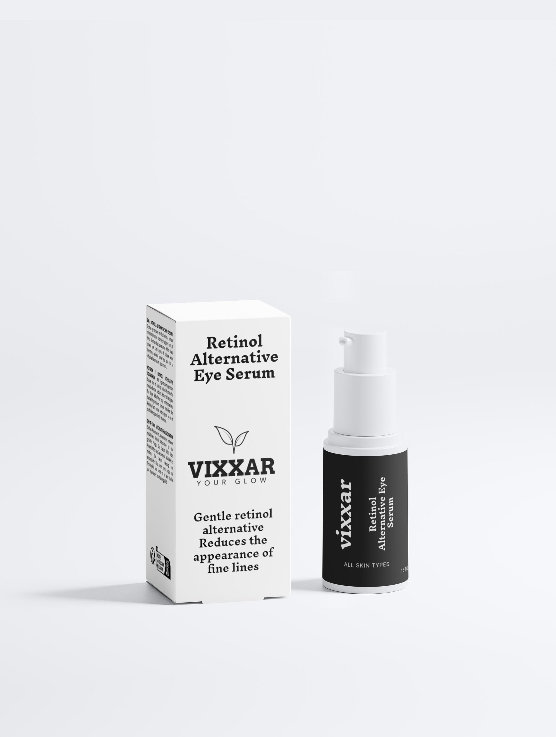 Vixxar Retinol Alternative Eye Serum and packaging on a white background