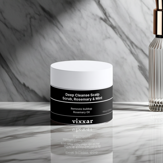 Vixxar exfoliating scalp scrub 170ml with natural rosemary and mint extracts for hair growth