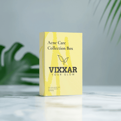 Vixxar Acne Care Collection Box packaging – vegan botanical acne skincare set