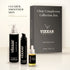Vixxar Clear Complexion Collection Box gift set with Clarifying Aloe Vera Gel Cleanser, Anti-Age Day Cream and Natural Retinol Alternative Oil Serum in front of the gift box