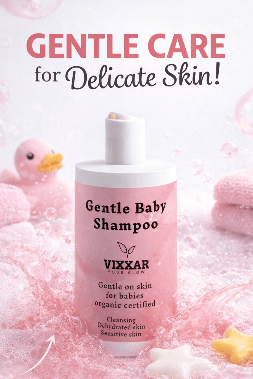 Gentle Baby Shampoo – Ultra - Mild Organic Shampoo for Sensitive Baby Scalp (400ml) - Vixxar Natural SkincareshampooDefault