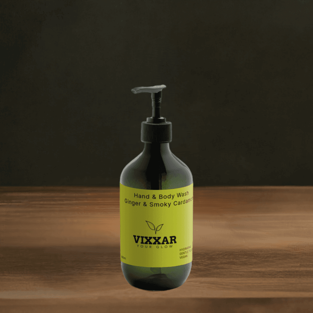 Ginger &amp; Smoky Cardamom Hand and Body Wash 490ml – Hydrating, Aromatic Cleanser for All Skin Types - Vixxar Cosmetiques
