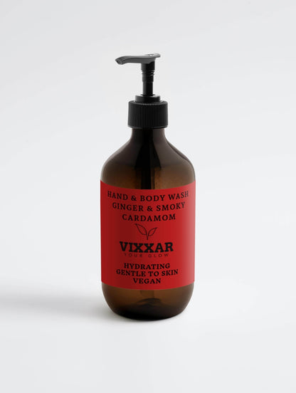Hand &amp; Body Wash – Ginger &amp; Smoky Cardamom 490ml | Luxury Hydration &amp; Scent - Vixxar Cosmetiques