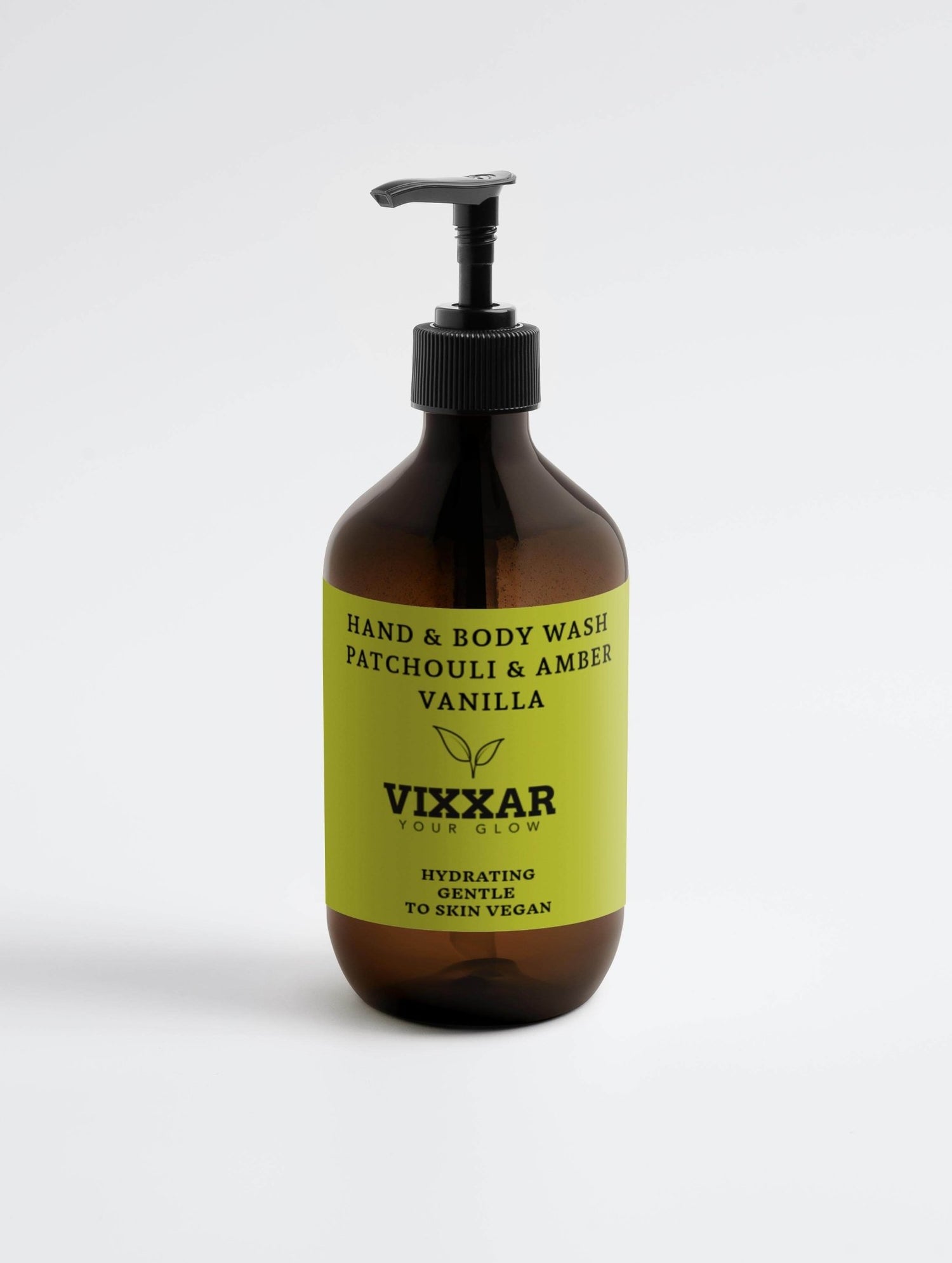 Hand &amp; Body Wash, Patchouli &amp; Amber Vanilla – 490ml | Vegan, Hydrating &amp; Aromatic Cleanser - Vixxar Natural Skincare