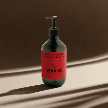 Hand &amp; Body Wash – Peppermint &amp; Dark Cedar 490ml | Vegan Luxury Cleanser - Vixxar Cosmetiques