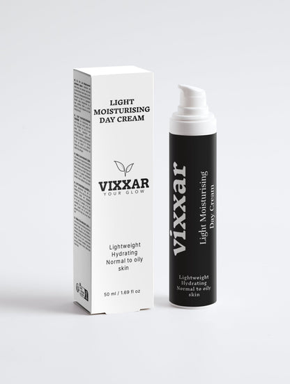 Light Moisturising Day Cream 50ml – Hyaluronic Acid, Argan Oil &amp; Aloe Vera for Normal to Oily Skin - Vixxar Natural SkincareDefault