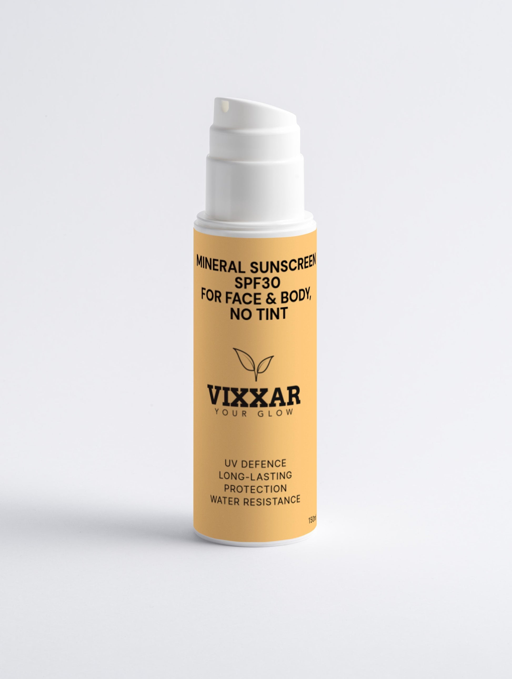 Mineral Sunscreen SPF30 for Face & Body, no tint 150ml - Vixxar Cosmetiques